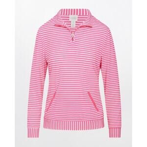 Chico’s Nicholle Stripe Half-Zip Pullover Size M pink striped